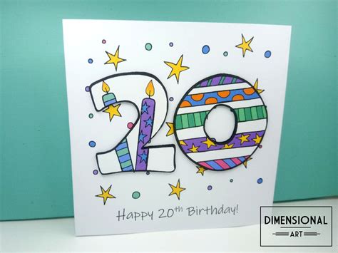 20th Birthday Card Happy 20th Birthday Twenty Today 20 Etsy Uk