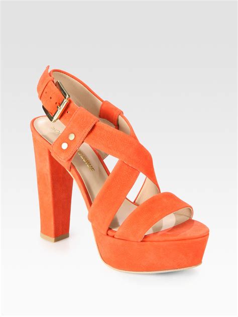pour la victoire nealla suede slingback platform sandals in orange lyst orange shoes dream