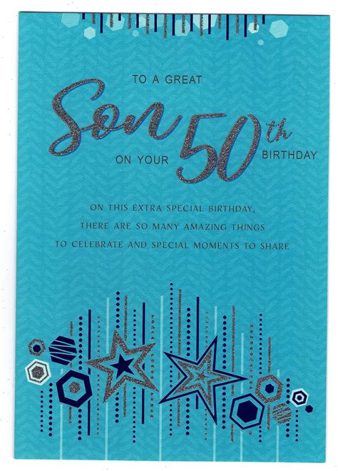 Son 50th Birthday Card To A Great Son On Your 50th Birthday With