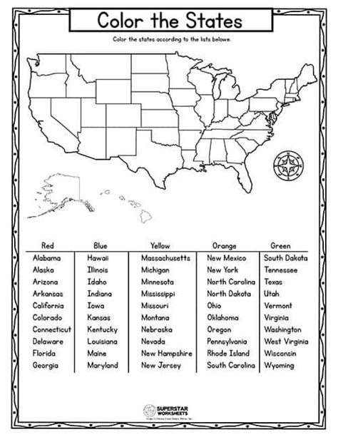 Map Of United States Worksheets