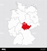 Provincia di Turingia evidenziata mappa della germania. Sfondo grigio ...