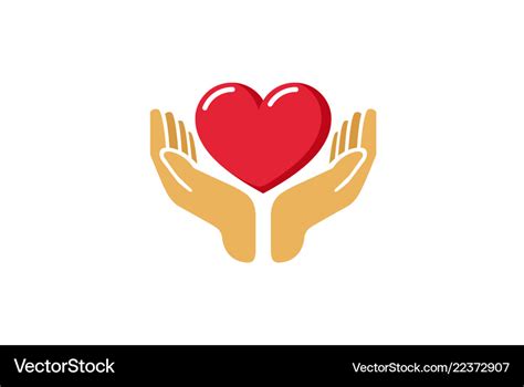 Love Giving Heart Hands Holding Logo Royalty Free Vector