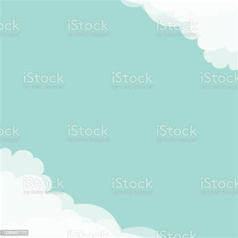 Blue Sky Cloud In Corners Frame Template Cloudshape Cloudy Weather Flat