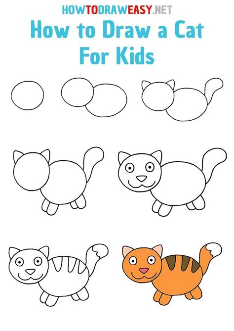 How To Draw A Cat For Kids Step By Step Drawing For Kids Cat Drawing