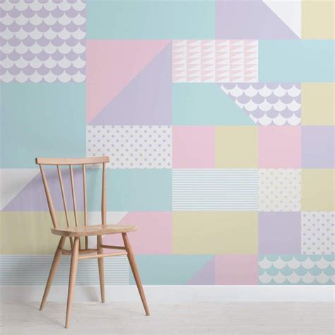 Block Pattern Geometric Pastel Wallpaper Mural Nursery Wallpaper Mural Wallpaper Pattern