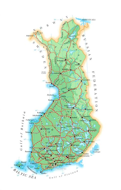 La capital y ciudad mas grande es helsinki. Mapa de Finlandia Fisico Politico