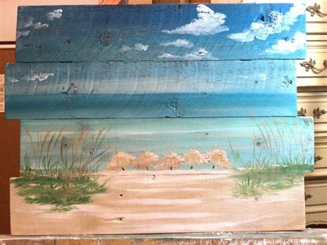 Ocean Beach Sunset Seascape Pallet Art Have Your Spot Painted Acrylic