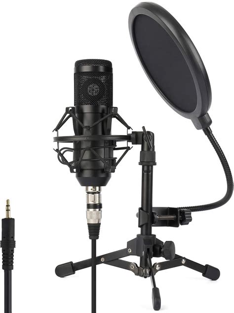 ZINGYOU Condenser Microphone ZY-801+, Professional Studio Microphone include Sound Card, Desktop ...