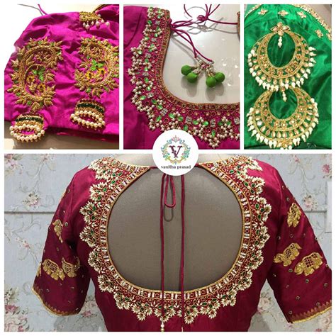 Ornate Jewellery Inspired Hand Embroidered Blouse Designs From