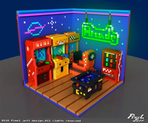 Arcade Room 2016 3d Pixel Art On Behance