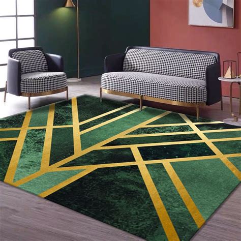 Green And Gold Modern Abstract Rectangle Indoor Area Rug 3x5