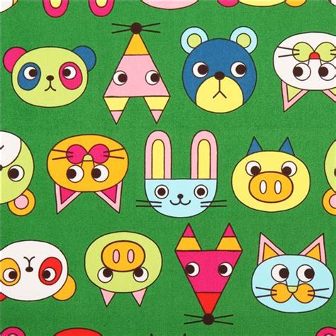 Green Cosmo Cartoon Animals Oxford Fabric Japan Fabric By Cosmo Modes4u