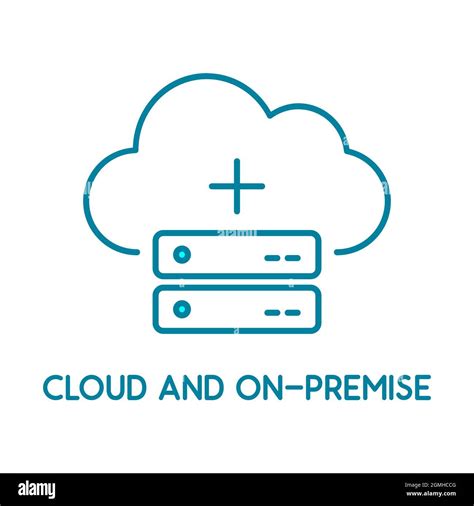 Cloud And On Premise Service Line Icon Local Network And Cloud Based