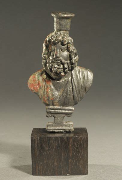 Roman Bronze Bust Of Serapis Bearded Wearing A Modius Grain Measure
