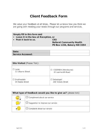 Free 19 Client Feedback Form Templates In Pdf Ms Word