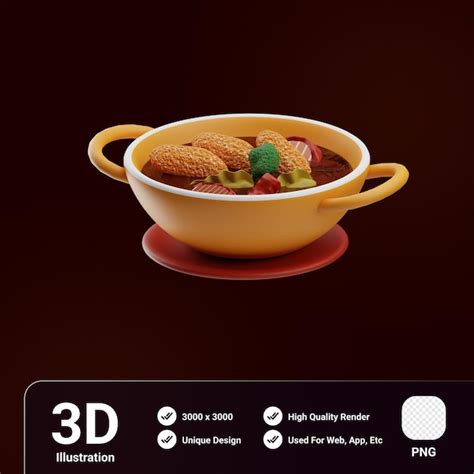 Premium PSD Asian Food Chicken Curry 3d Illustration