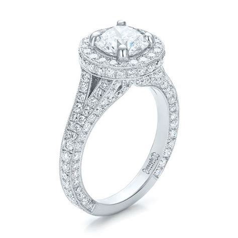 Custom Diamond Halo Engagement Ring 100644 Seattle Bellevue Joseph
