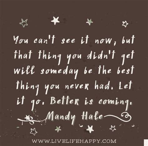 'cause opportunity comes once in a lifetime go. "You can't see it now, but that thing you didn't get will ...