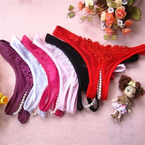 womens sexy panties underwear open crotch pearl thongs seamless lace underpants briefs
