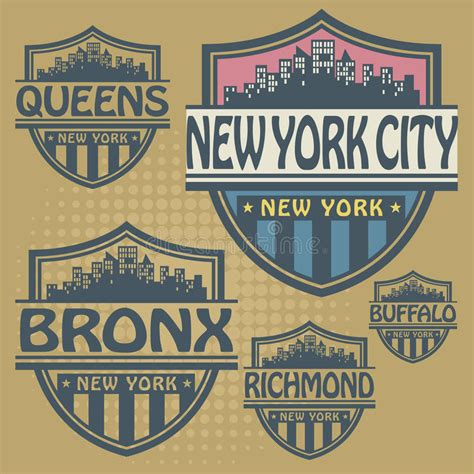 Label Set New York Cities Stock Vector Illustration Of Grungy 44209545