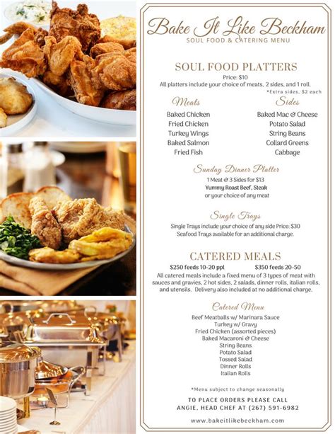 Soul food dinner favorites that you can cook today 9. Bake it Like Beckham - Soul Food & Catering Menu ...