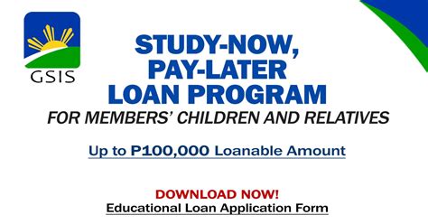 GSIS Study Now Pay Later Program Download Loan Application Form Teachers Click