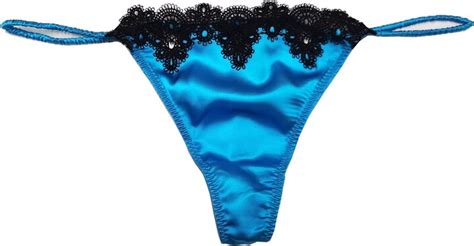 Silriver Womens Silk Satin Thong Panties Lace G String Thong T Back Shiny Satin Underwear