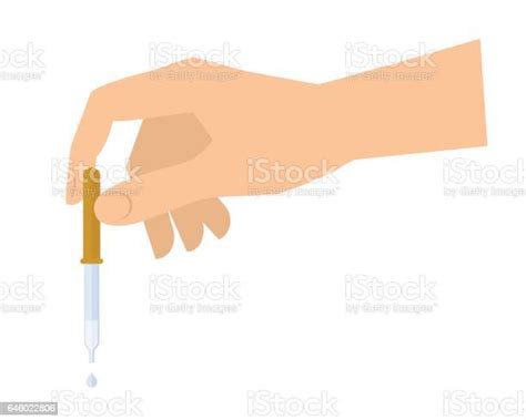 Hand With Pipette Dropper And Liquid Drop Science Medical Laboratory