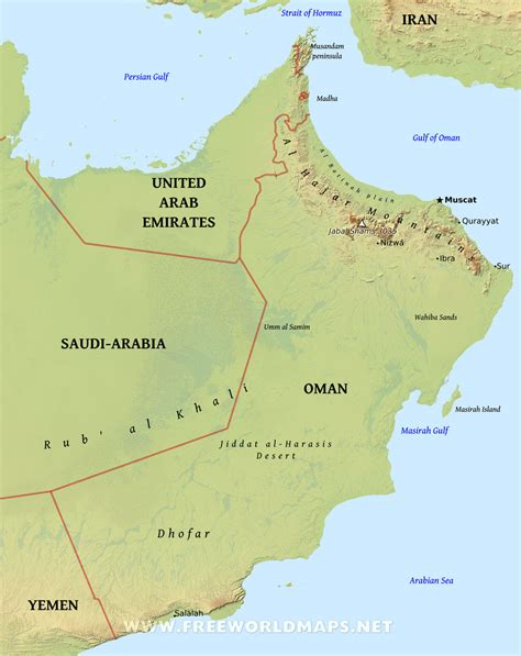 Map Of Gulf Of Oman Cities And Towns Map