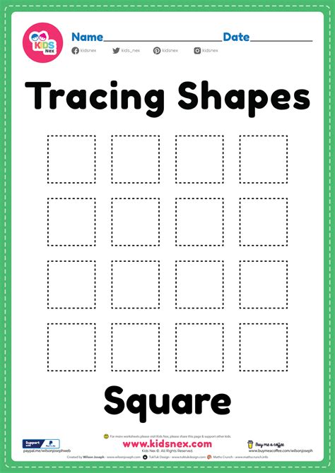 Tracing Shape Square Worksheet Free Printable Pdf
