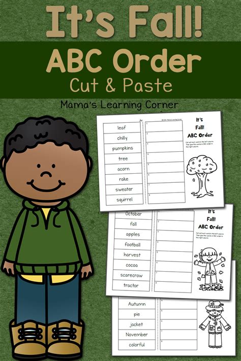 Fall Cut And Paste Abc Order Worksheets Mamas Learning Corner