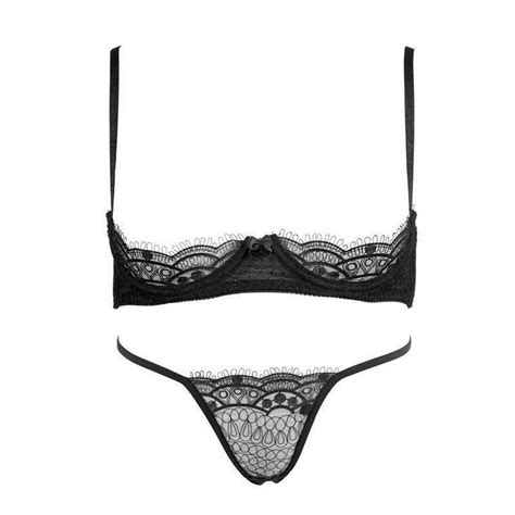 Woman Sexy Bra And Brief Set Push Up Open Cup Bra Sets Sexy Lace