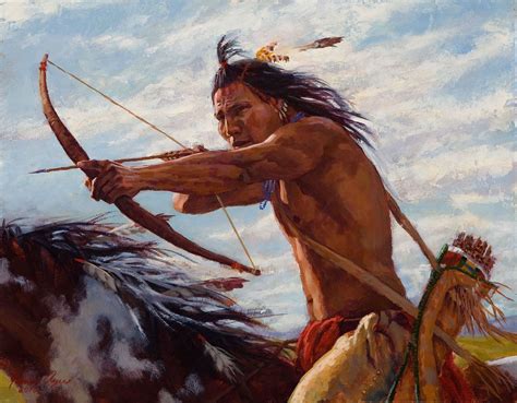 Taking Aim Horseback Crow Warrior Painting James Ayers Native