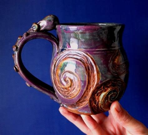 Octopus Pottery Mug Purple Handmade Squid Jellyfish By