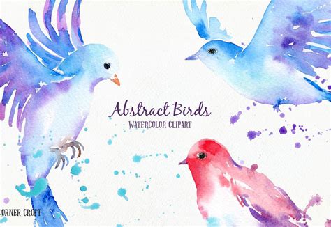 Watercolor Abstract Flying Bird By Cornercroft Thehungryjpeg