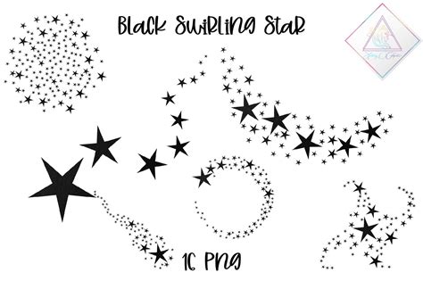 Black Swirling Stars Clipart Creative Market