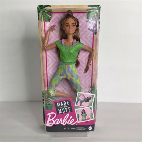New Barbie Made To Move Brunette Green Workout Yoga Doll Posable Flexible Gxf05 887961954968