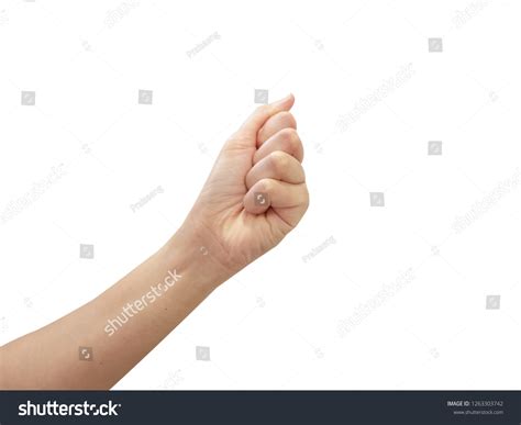 Woman Hand Punch Griping Gesture Isolate Stock Photo 1263303742