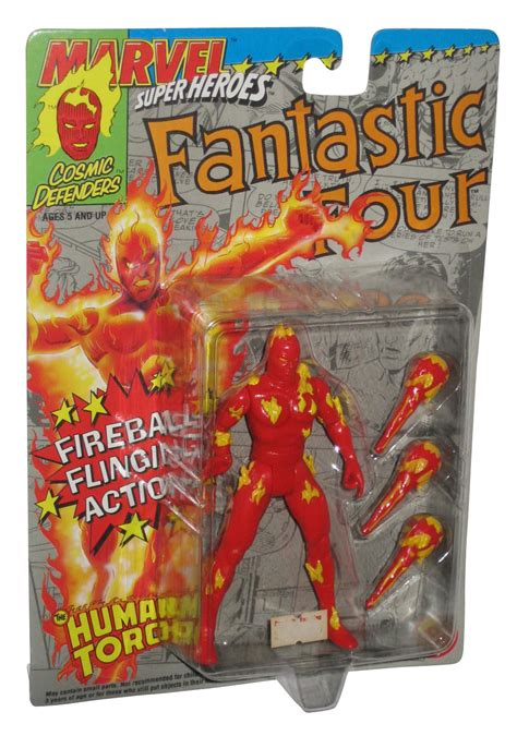 Marvel Fantastic Four Human Torch Toy Biz Figure W Fireball Flinging