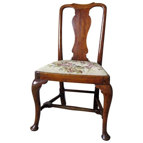 Queen Anne Period Walnut Chair Cabriole Legs And Stretchers English Circa 1700 Walnut Chair