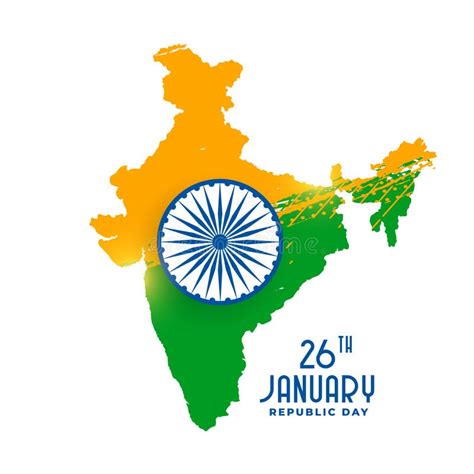 26th January Republic Day Banner With Map Of India Stock Vector