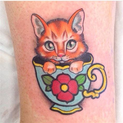 Kitten Tattoo By Ly Aleister Kitten Tattoo Neo Traditional Tattoo