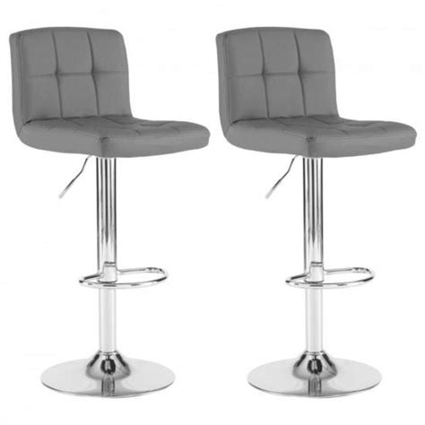 Neo Dark Grey Faux Leather Bar Stools With Polished Chrome Legs Set Of