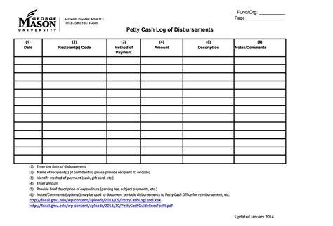 Petty Cash Log Excel Templates