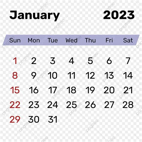Calendar January 2023 Vector Png Images 2023 January Simple Calendar