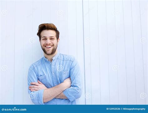 Attractive Young Man Smiling With Arms Crossed Stock Photo Image Of