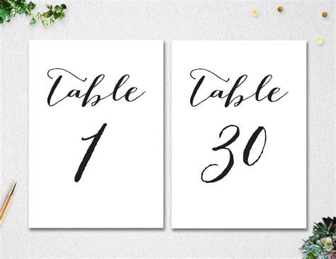 Printable Table Numbers 1 30 Instant Download 5x7