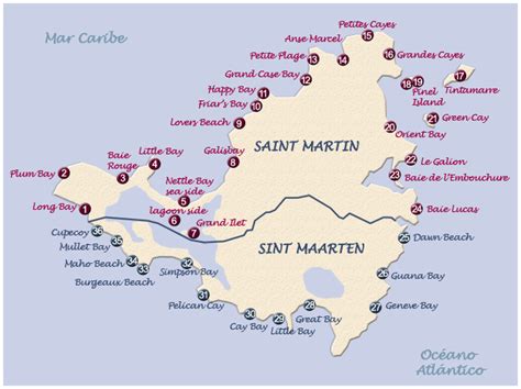 Map Of St Martin Mapa De Las Playas De St Martin St Maarten Travel