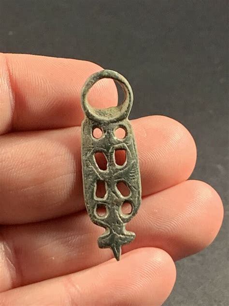 Ancient Roman Openwork Silver Fertility Amulet Pendant Circa