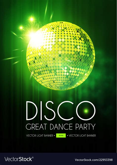 Disco Party Flyer Template With Mirror Ball Stage Vector Image